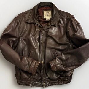 Banana Republic Dark Brown Leather Bomber Jacket, Vintage, 44
